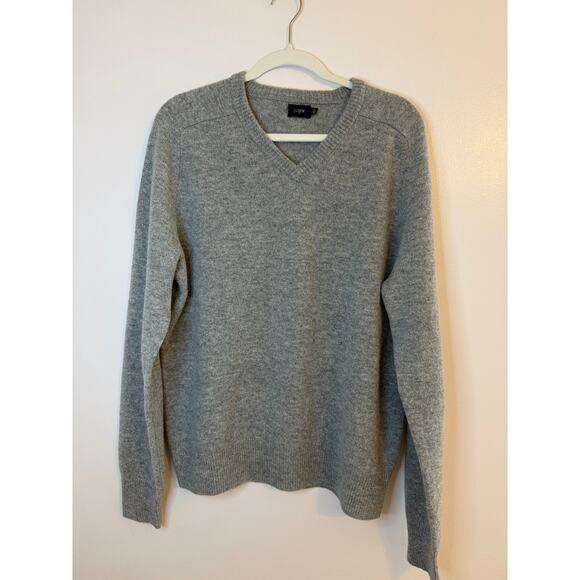 J. Crew Other - J.Crew Mens Large 100% Lambswool Gray VNeck Sweater Classic Minimalist Cozy Core